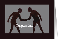 Congratulations Wrestling Wrestlers Black and Silver Gray card