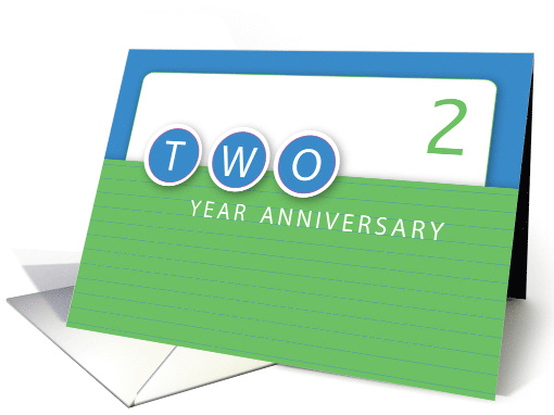 Employee 2 Year Anniversary Congratulations Blue and Green card