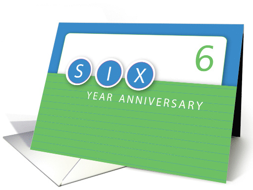 Employee 6 Year Anniversary Congratulations Blue and Green card