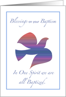 Adult Blessings on Baptism with Dove Religious card