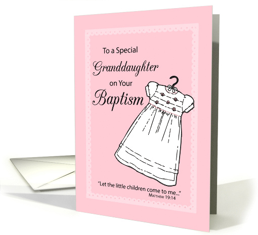 Granddaughter Baptism Congratulations Pink with White Dress card