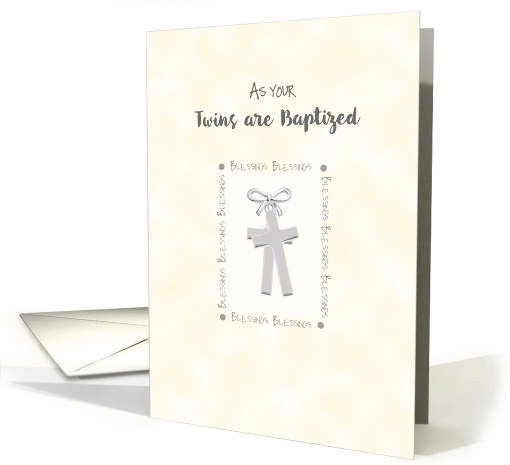 Twins Baptism with Crosses and Blessings Religious card (914980)