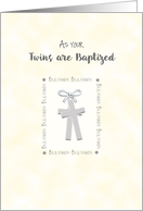 Twins Baptism with Crosses and Blessings Religious card