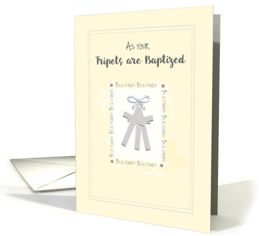 Triplets Baptism with Crosses and Blessings Religious card (914981)