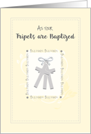 Triplets Baptism with Crosses and Blessings Religious card