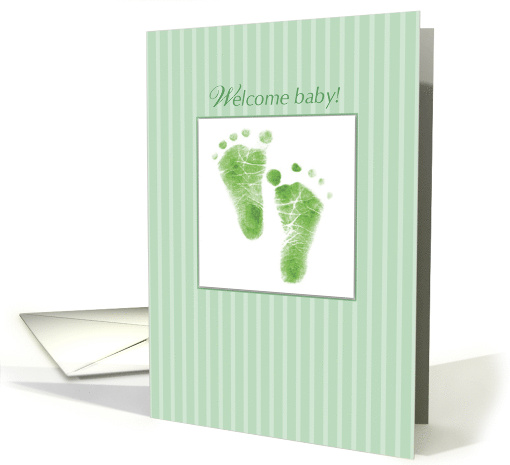 Congratulations New Baby Green Footprints card (915514)