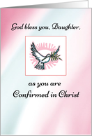 Confirmation to Daughter with Dove on Soft Pink and Teal Watercolor card