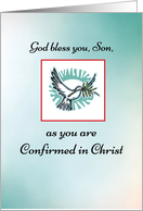 Confirmation to Son Dove on Teal Background card