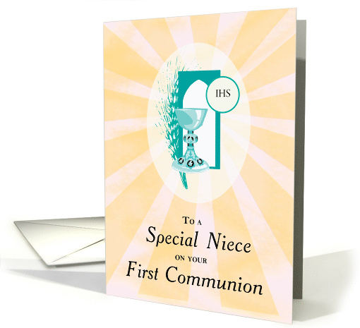Niece First Communion Chalice and Wheat card (915529)