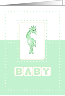 Green Giraffe New Baby Congratulations card