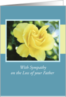 Sympathy Loss of Father with Yellow Rose on Blue card