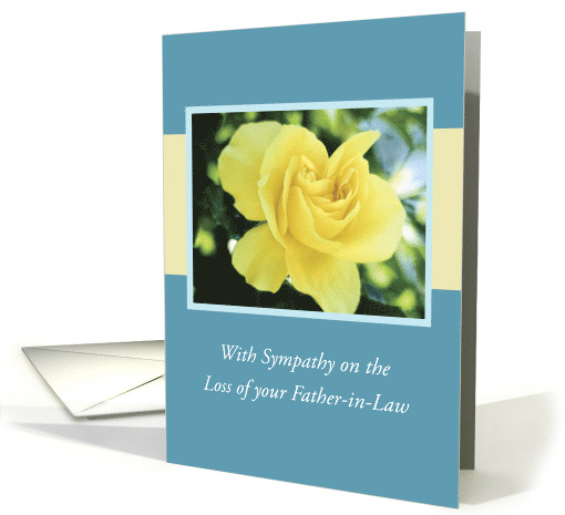 Sympathy Loss of Father in Law with Yellow Rose on Blue card (916180)