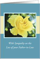 Sympathy Loss of Father in Law with Yellow Rose on Blue card