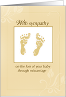 Sympathy Loss of Baby through Miscarriage Yellow Gender Neutral card