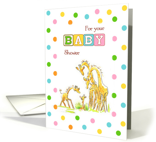 Gender Neutral Baby Shower with Giraffe Family card (916202)