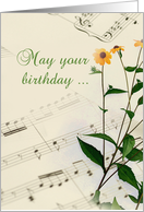 Music and Wildflowers on Birthday card
