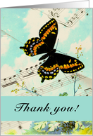 Thank You With Music and Butterfly card