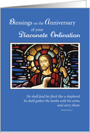 Diaconate Anniversary with Jesus the Shepherd for Deacon on Blue card