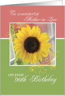 Mother in Law 90th Birthday Sunflower card