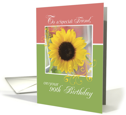 Friend Happy 90th Birthday with Sunflower card (930200)