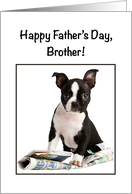 Brother Funny Fathers Day with Boston Terrier Dog and Newspaper card