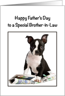 Brother in Law Father’s Day Funny Boston Terrier with Newspaper card