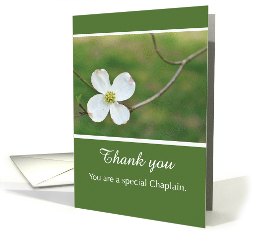 Chaplain Thank You Dogwood Blossom Flower Green White card (930244)