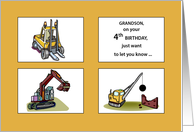 Grandson 4th Birthday with Diggers and Trucks card