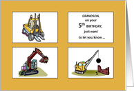 Grandson 5th Birthday Diggers and Trucks card