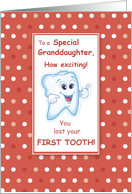 Granddaughter Lost First Tooth Congratulations Orange Dots card
