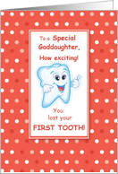 Goddaughter Lost First Tooth Congratulations Orange Dots card