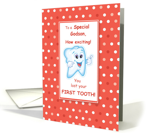 Godson Lost First Tooth Congratulations Orange Dots card (938535)