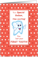 Godson Lost First Tooth Congratulations Orange Dots card