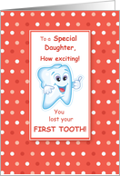 Daughter Lost First Tooth Congratulations Orange Dots card