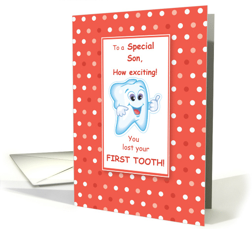 Son Lost First Tooth Congratulations Orange Dots card (938545)