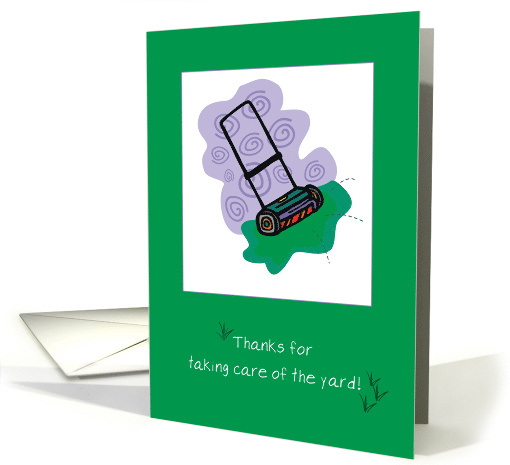 Thanks for Caring for Yard with Lawn Mower card (948997)
