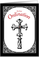 Ordination Congratulations Cross on Black card