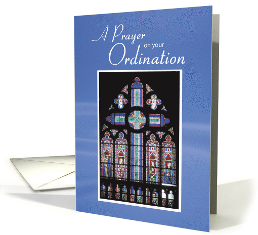 Ordination Prayer Stained Glass Cross card (953701)