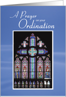 Ordination Prayer Stained Glass Cross card