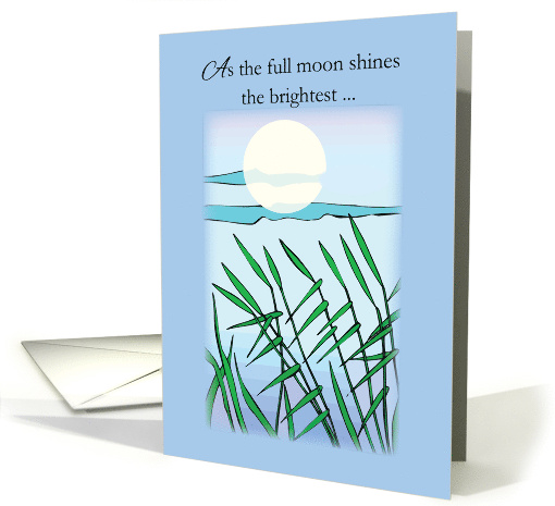 Happy Mid Autumn Festival Full Moon with Light Blue card (962295)