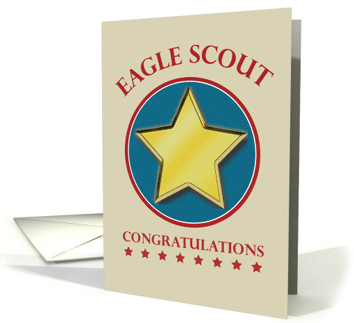 Eagle Scout Congratulations Gold Star Red White Blue Tan card (962415)