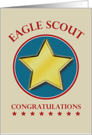 Eagle Scout Congratulations Gold Star Red White Blue Tan card