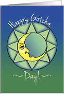 Gotcha Day Adoption Anniversary Moon on Green and Blue card