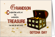 Grandson Treasure Chest of Pirate Gold Gotcha Day Adoption card