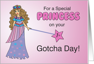 Princess on 1st Adoption Gotcha Day Pink and Purple Sparkle Wand card