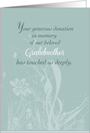 Thank You Donation in Memory of Our Beloved Grandmother card