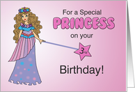 3rd Birthday Pink and Purple Princess with Sparkly Look and Wand card