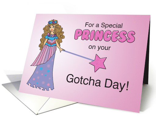 Gotcha Day Adoption Anniversary Pink Princess with Sparkly Look card