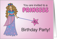 10th Princess Birthday Party Invitation Pink Purple Sparkly Look card