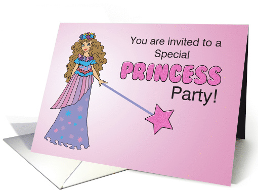 Princess Party Invitation Pink Purple Sparkly Look card (978345)